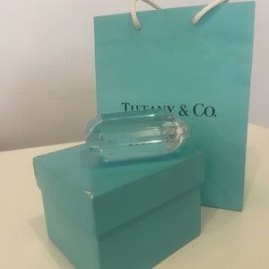 Tiffany Emerald Cut Crystal Paperweight . Vintage . New in original box